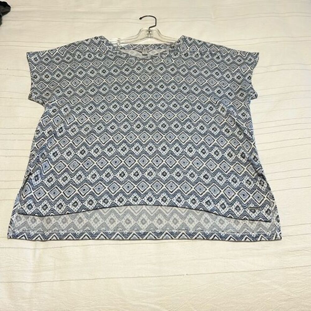 Orvis Classic Collection Blue White Geometric Ikat High Low Top Womens‎ Small